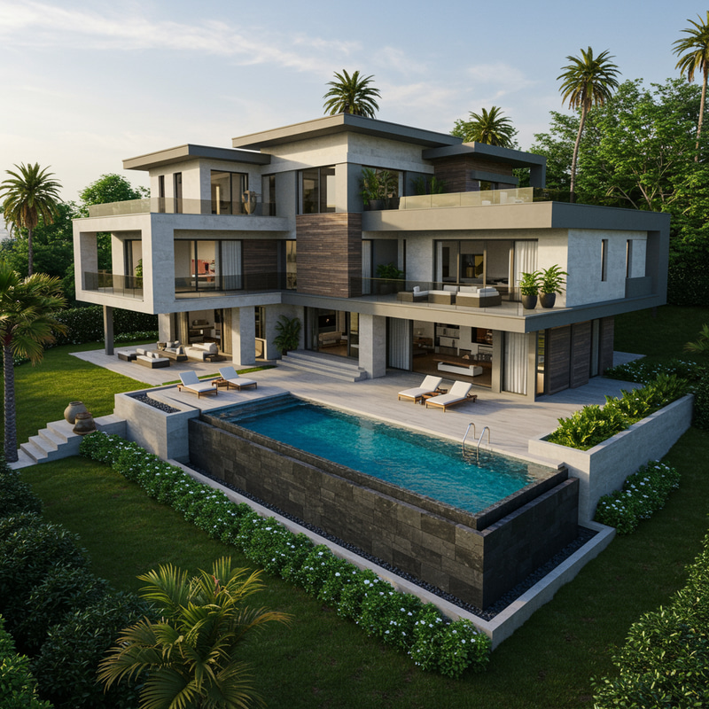 Modern Two Story Mansion with Pool