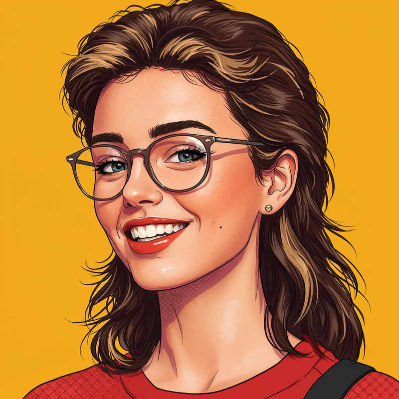 Vibrant Pop Art Model with Mullet Hairstyle Vibrant Pop Art Model with Mullet Hairstyle
