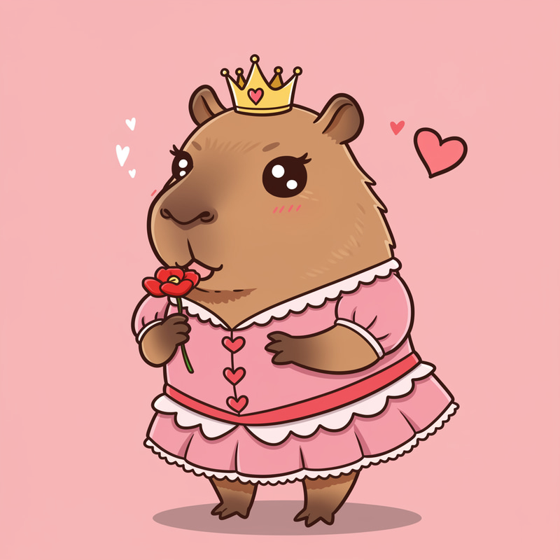Kawaii Capybara in Cute Princess Attire Kawaii Capybara in Cute Princess Attire