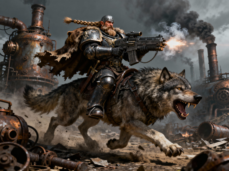 Viking Space Marine: Warhammer 40k Action Scene Viking Space Marine: Warhammer 40k Action Scene