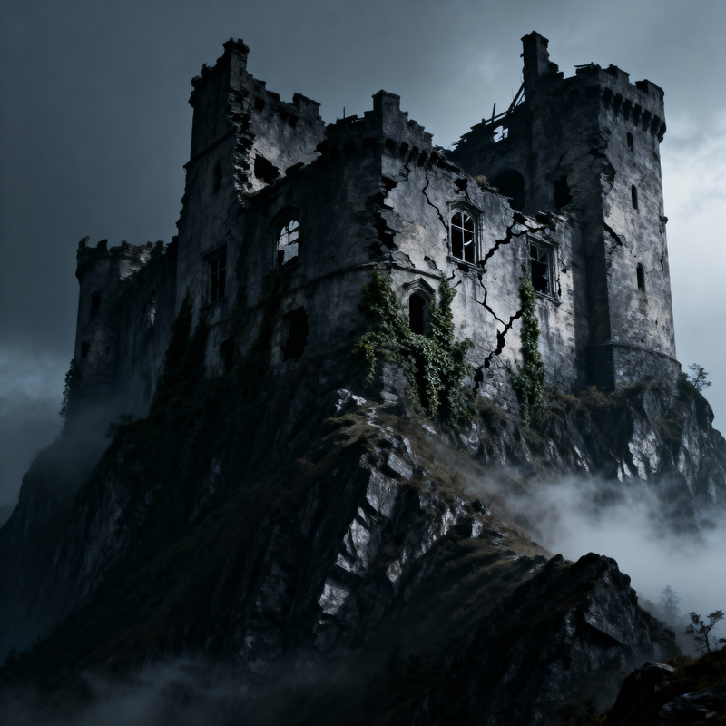 Dark Large Castle on a Mountain Dark Large Castle on a Mountain