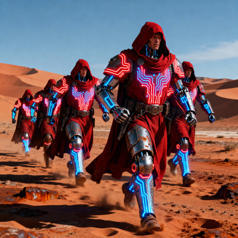 Epic Sci-Fi Soldiers in Warhammer 40K Desert Battle Epic Sci-Fi Soldiers in Warhammer 40K Desert Battle