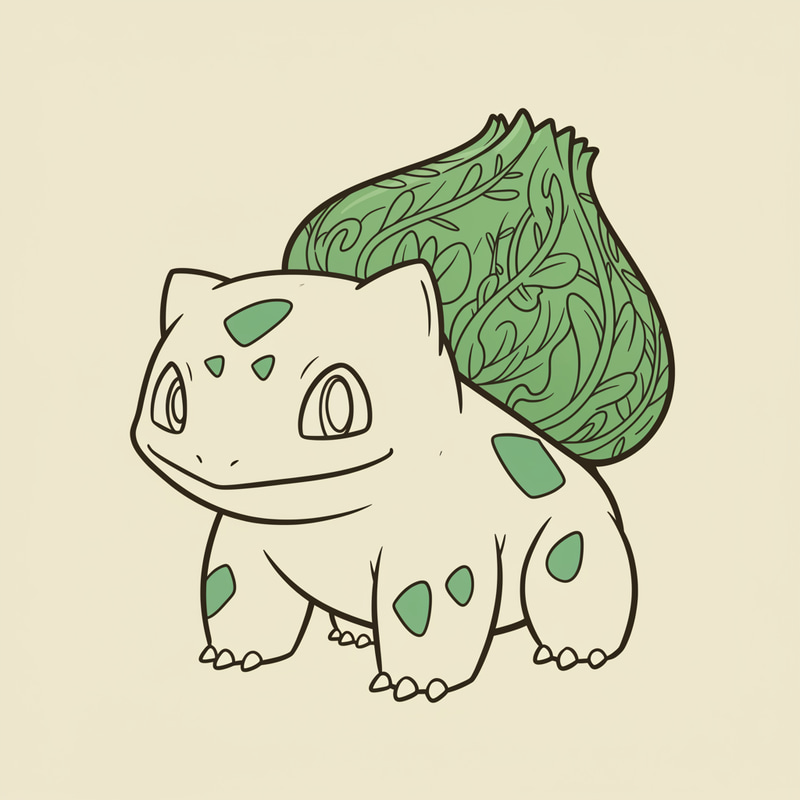 Bulbasaur Line Art: Friendly Pokemon Illustration