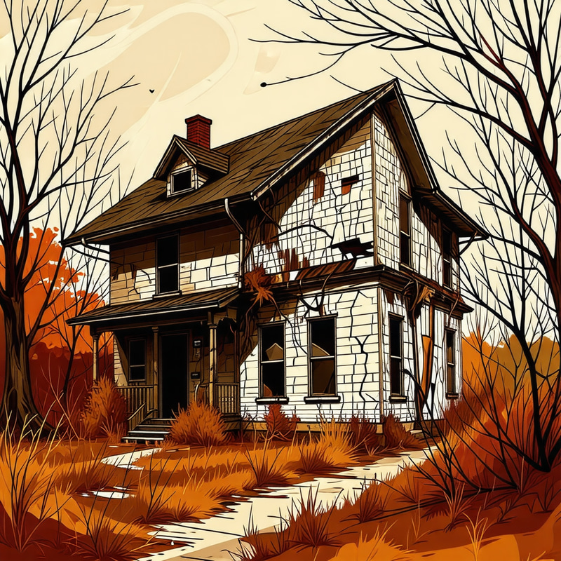 Digital Art of an Abandoned House in Autumn Digital Art of an Abandoned House in Autumn