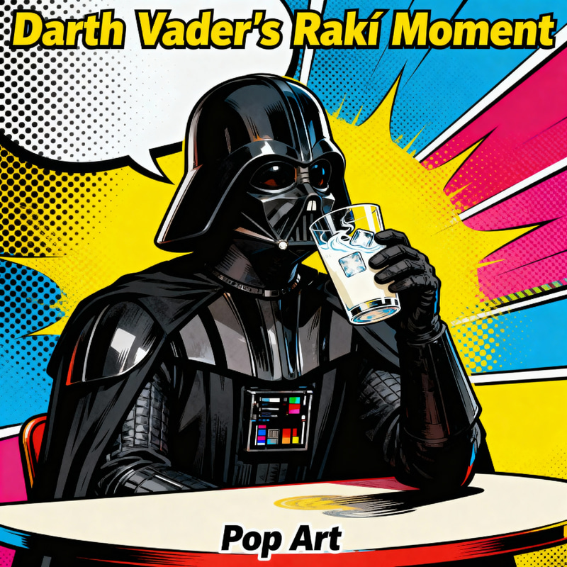 Darth Vader Enjoys Raky in Pop Art Style Darth Vader Enjoys Raky in Pop Art Style