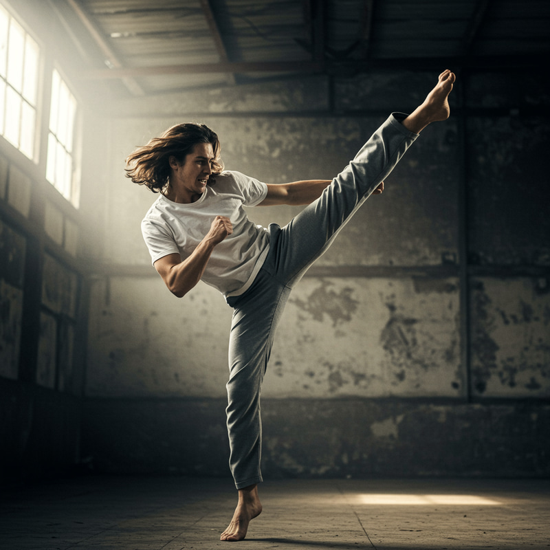 Dynamic Warrior Spinning Kick Art