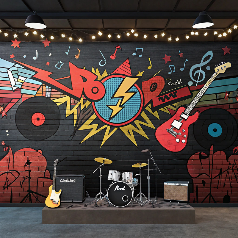 Rock and Roll Concert Stage Graffiti Art Rock and Roll Concert Stage Graffiti Art