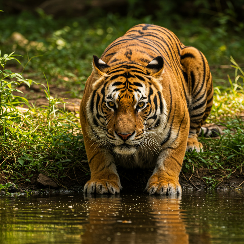 Bengal Tiger by Stream: Capturing Wildlife's Essence Bengal Tiger by Stream: Capturing Wildlife's Essence