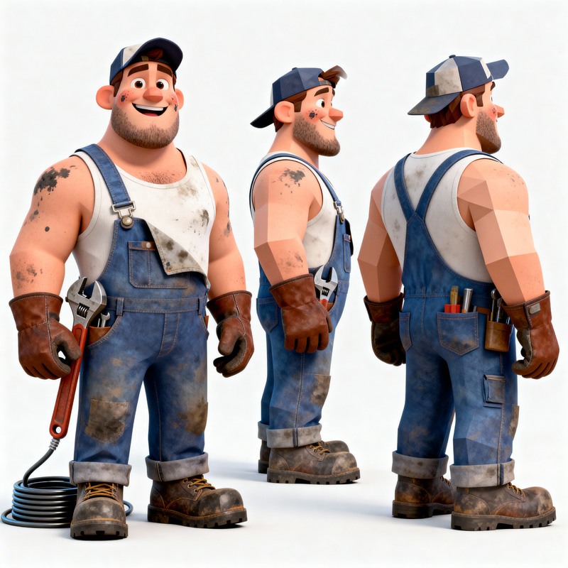 Cheerful Male Plumber 3D Model Reference Cheerful Male Plumber 3D Model Reference