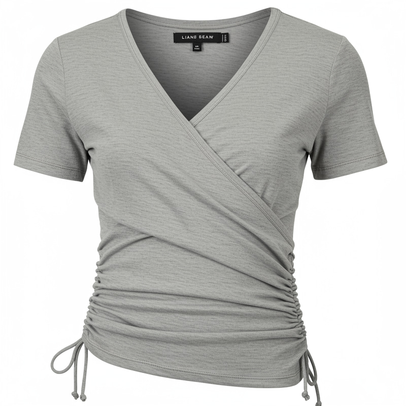 Crossover Top with Side Ruching and Fine Cord Crossover Top with Side Ruching and Fine Cord