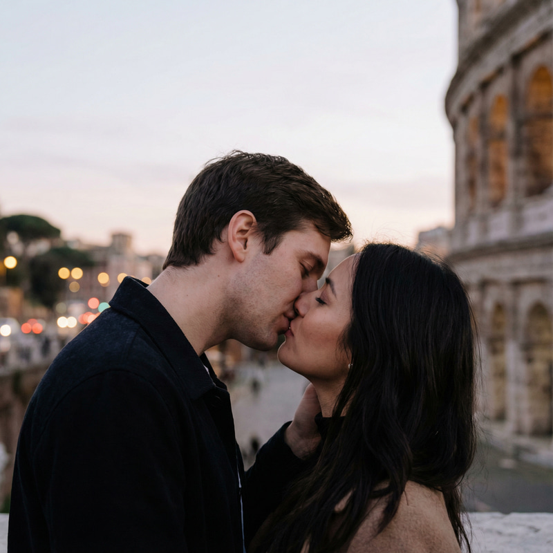 Romantic French Kiss and Slow Hugs