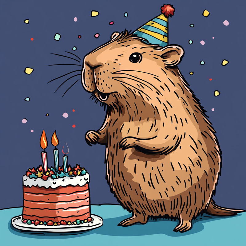 Capybara Birthday Celebration Illustration