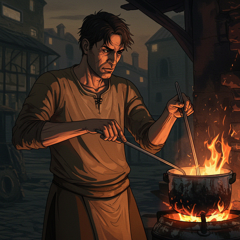 Artistic Outdoor Cooking Scene in Graphic Novel Style Artistic Outdoor Cooking Scene in Graphic Novel Style
