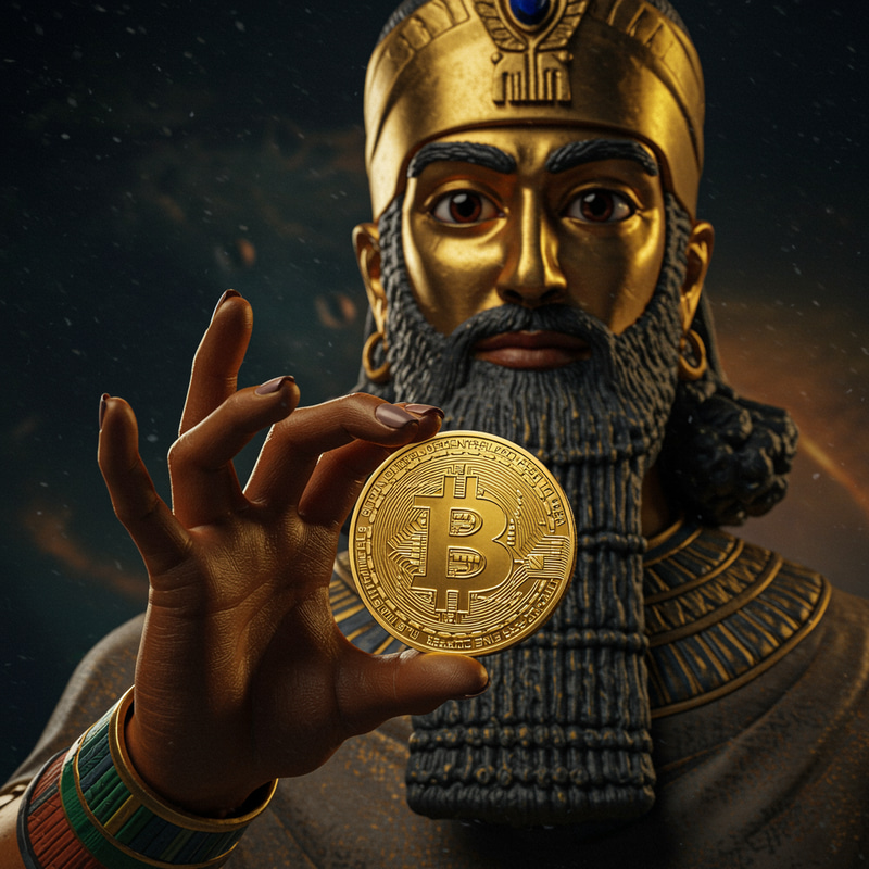 Anunnaki Holding a Bitcoin - Crypto Concept Art Anunnaki Holding a Bitcoin - Crypto Concept Art