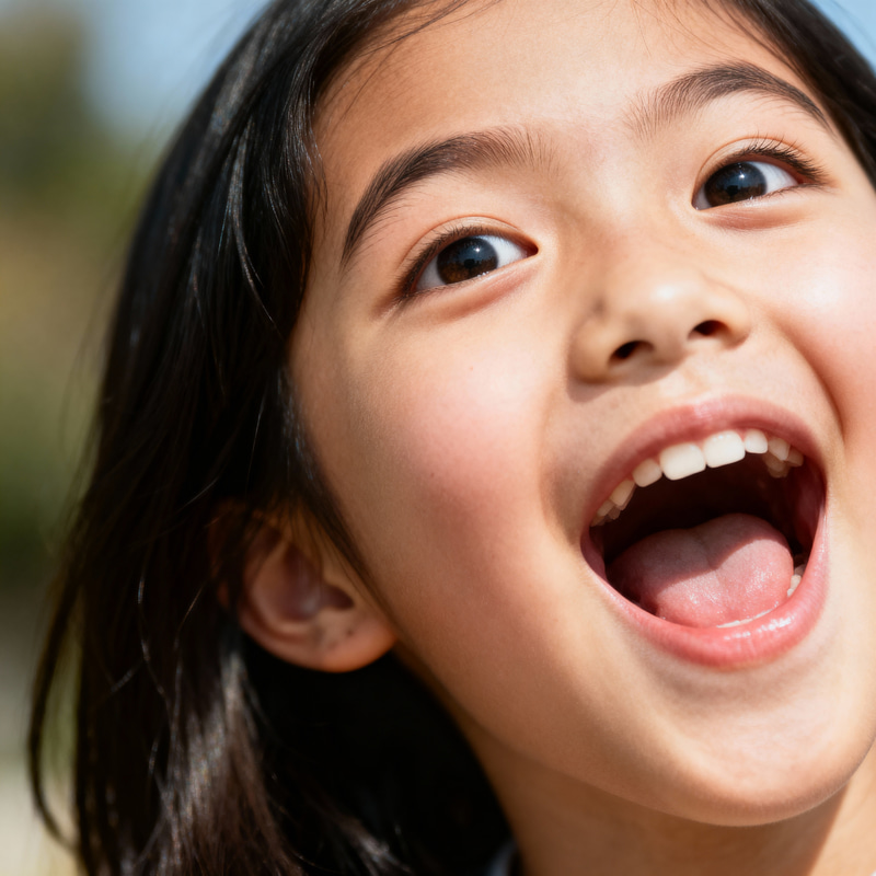 Excited Girl with Dark Hair - Capturing Joy Excited Girl with Dark Hair - Capturing Joy