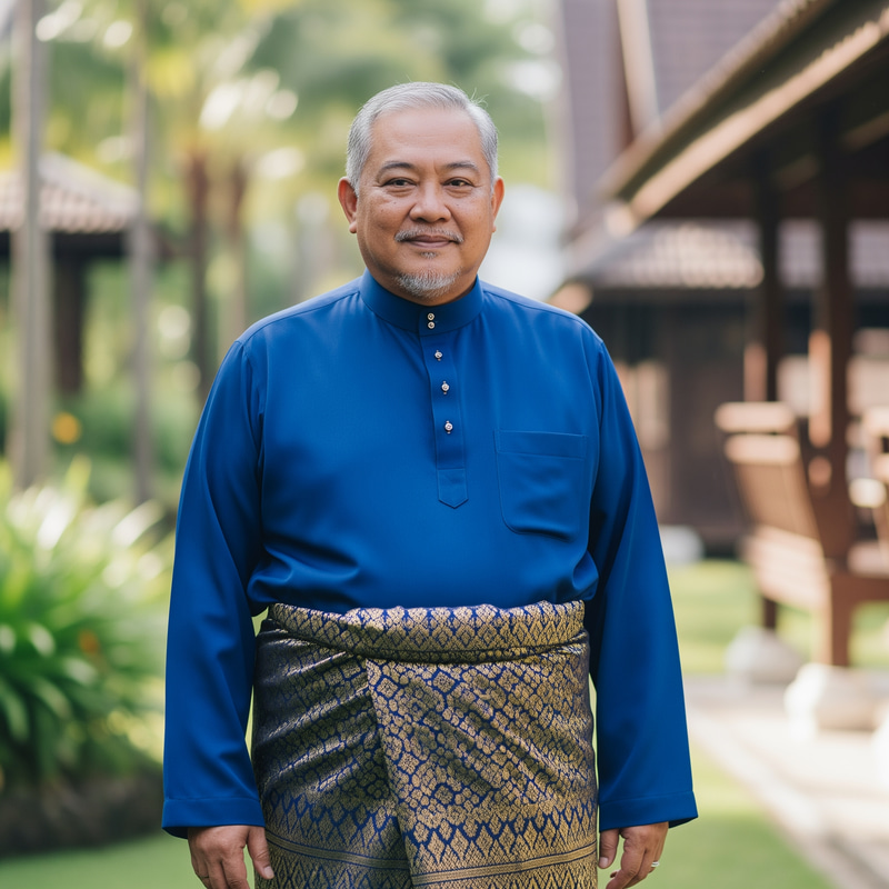Traditional Malay Attire: Aged Man in Baju Melayu