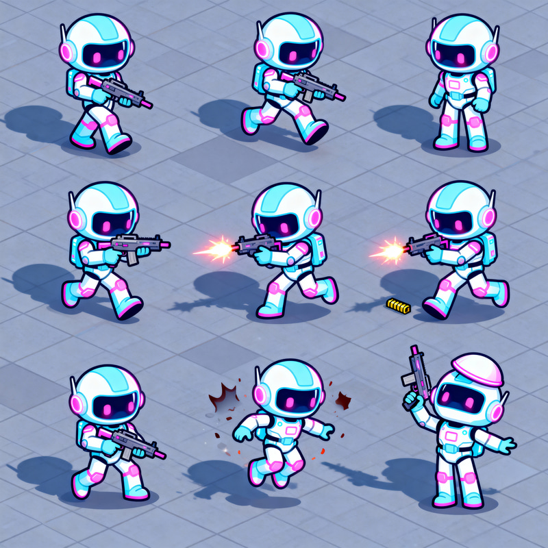 Cute Sci-Fi Soldier Sprite Sheet Animations