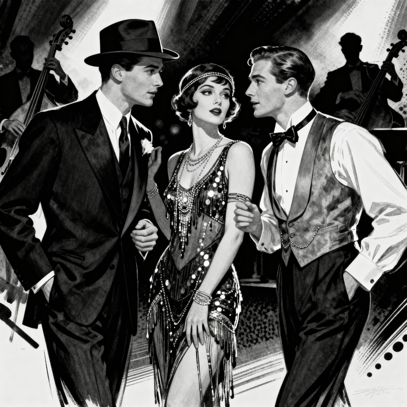 Elegant 1920s Black & White Illustration Elegant 1920s Black & White Illustration