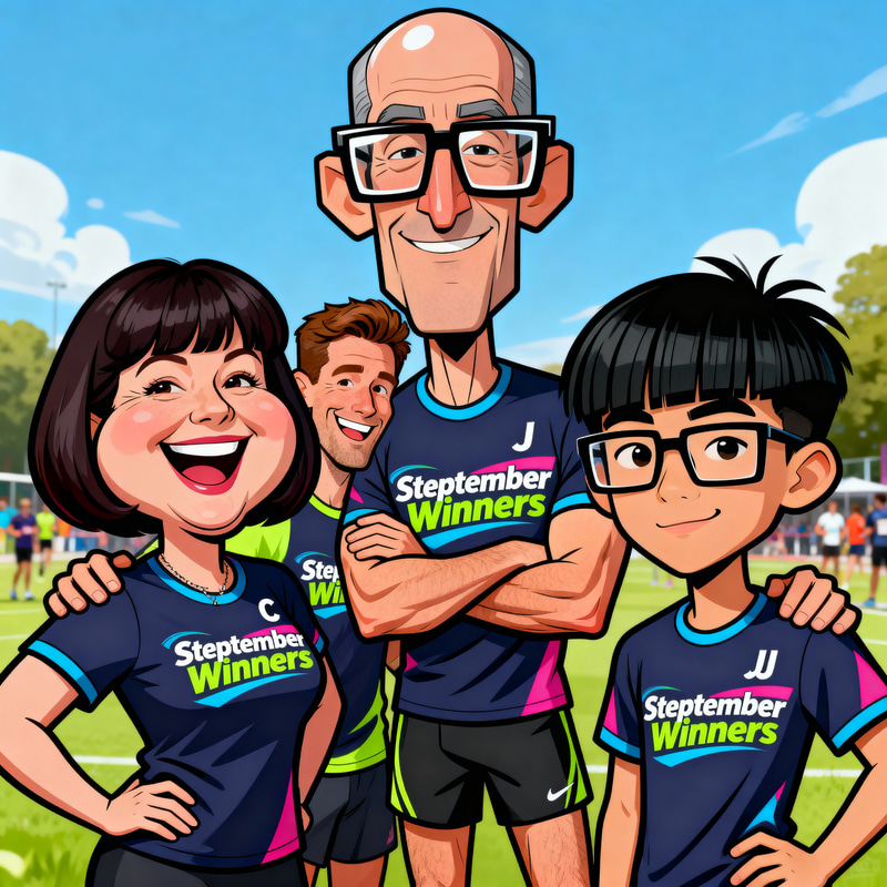 Funny Caricature of Steptember Winning Team Funny Caricature of Steptember Winning Team