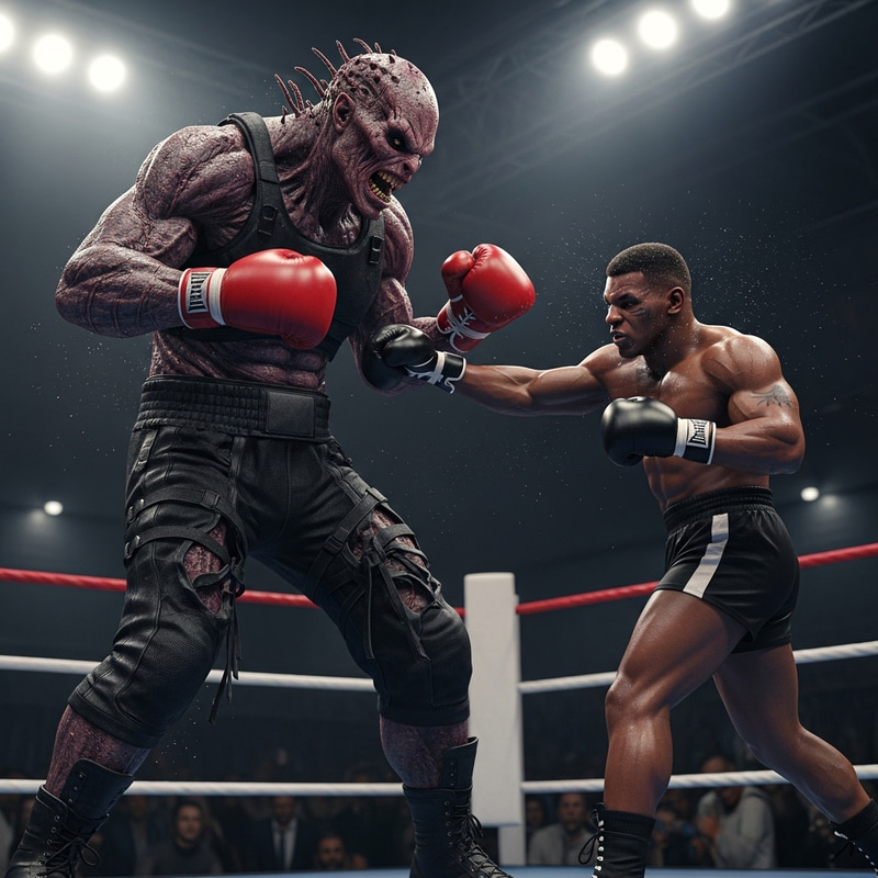 Nemesis vs Mike Tyson: Epic Boxing Illustration