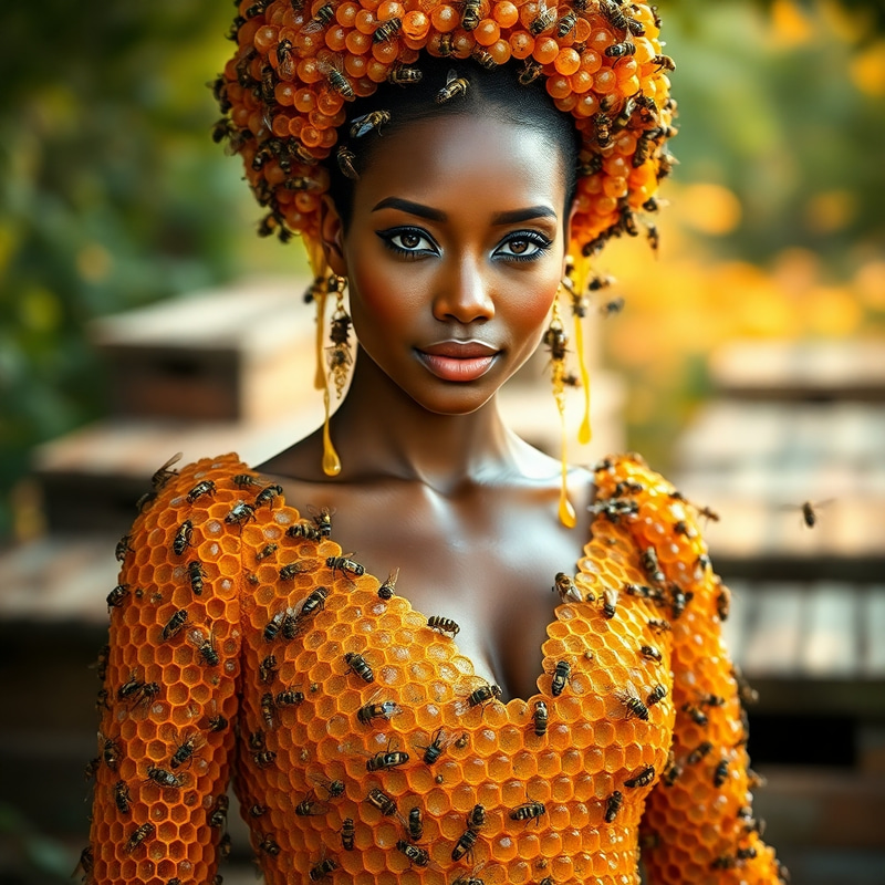 Exotic Queen Bee Woman Portrait | Hyperrealistic Art Exotic Queen Bee Woman Portrait | Hyperrealistic Art