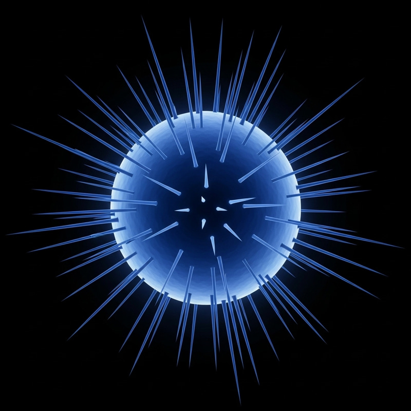 2D Spherical Nucleus with Blue Rays 2D Spherical Nucleus with Blue Rays