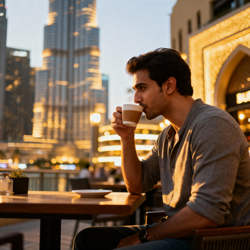 Enjoying Coffee at Burj Khalifa Enjoying Coffee at Burj Khalifa