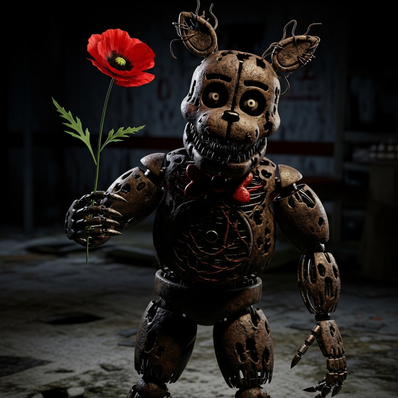 Springtrap from FNAF 3 with a Flower Springtrap from FNAF 3 with a Flower
