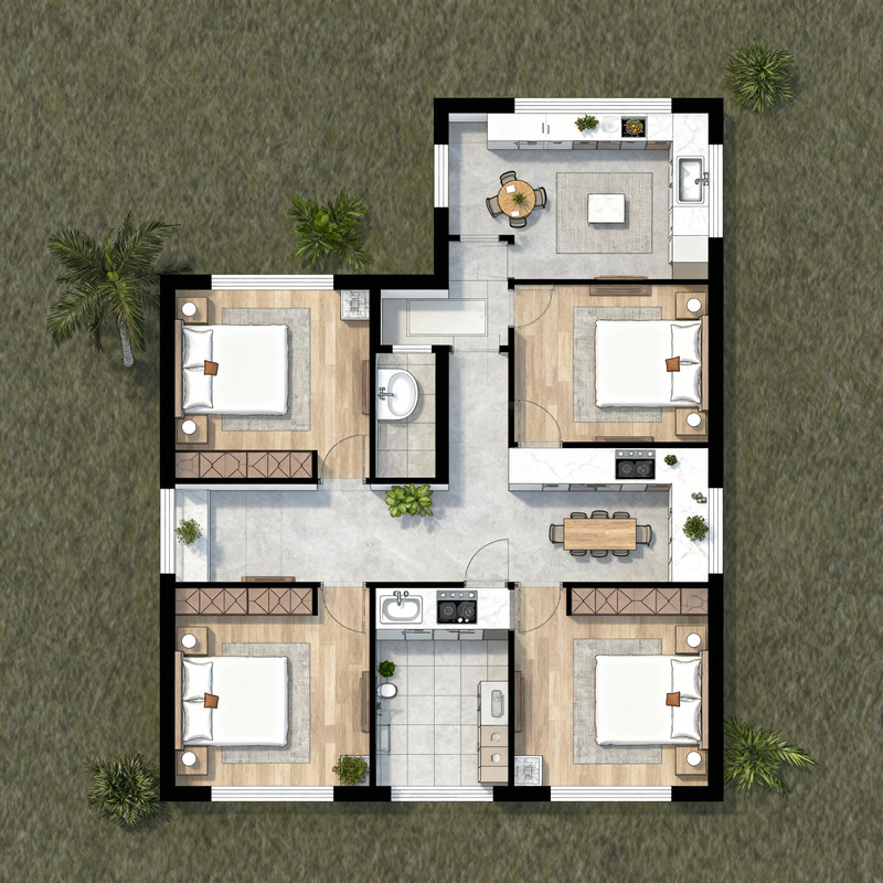 6 Decimal Home Design for 3 People