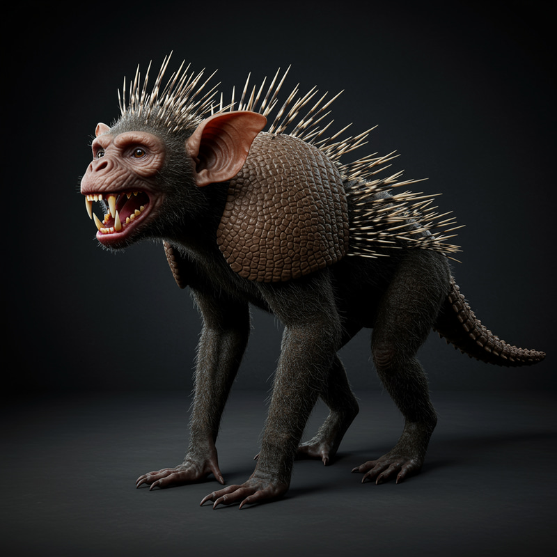 Unique Hybrid Creature: Monkey & Bat Features