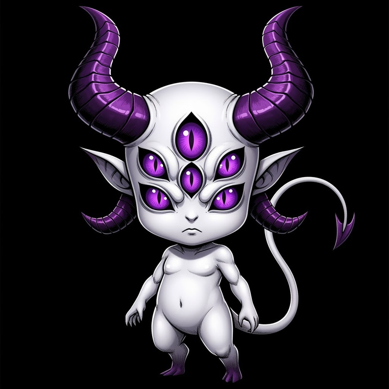 Chibi Demon Character Design with Six Eyes Chibi Demon Character Design with Six Eyes