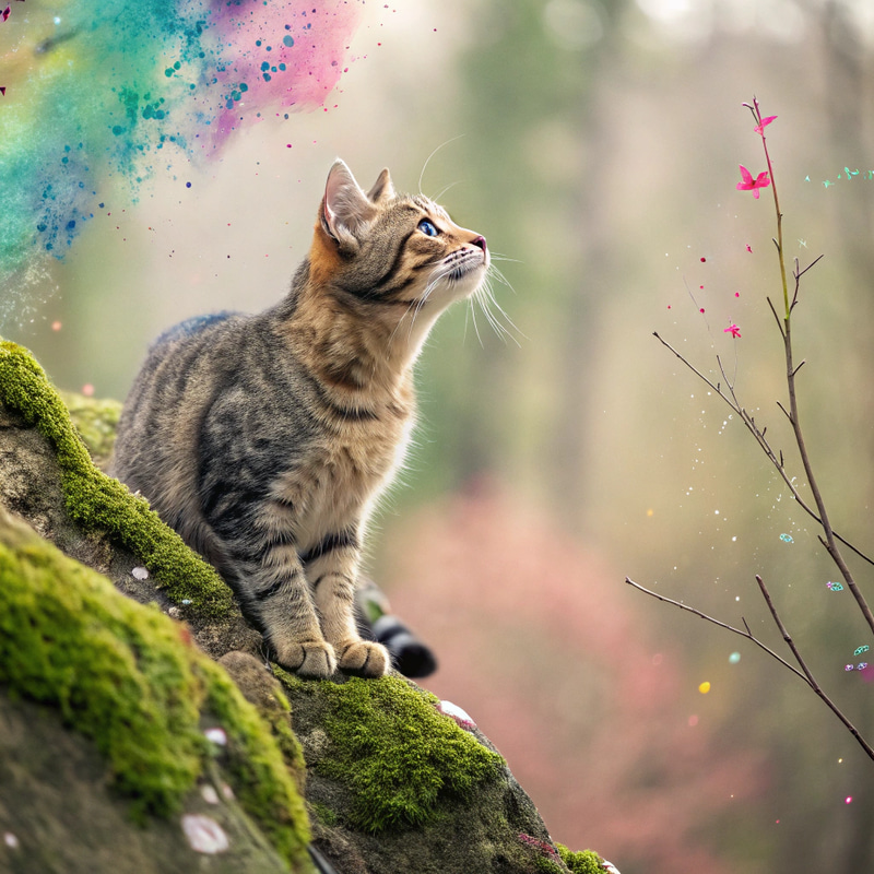 Adventurous Tabby Cat in Dreamy Watercolor Art Adventurous Tabby Cat in Dreamy Watercolor Art