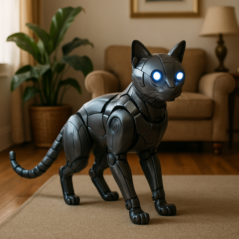 Futuristic Robotic Cat with LED Eyes Futuristic Robotic Cat with LED Eyes