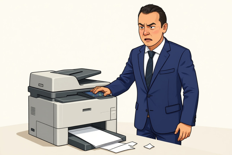 Frustrated Printer Woes in a Modern Office Frustrated Printer Woes in a Modern Office