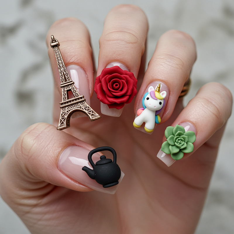 Stunning 3D Nail Designs with Unique Elements Stunning 3D Nail Designs with Unique Elements