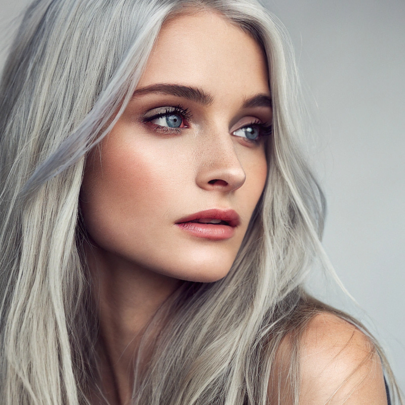 Stunning Portrait of a Young Woman with Silver Hair Stunning Portrait of a Young Woman with Silver Hair