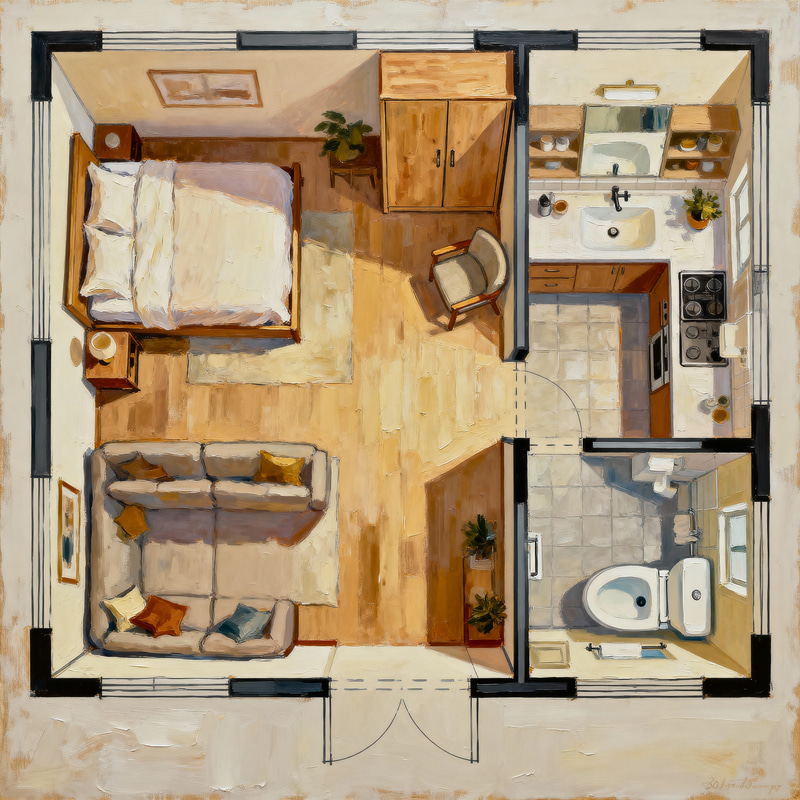 1-Bedroom House Floor Plan: 30x40 Design 1-Bedroom House Floor Plan: 30x40 Design