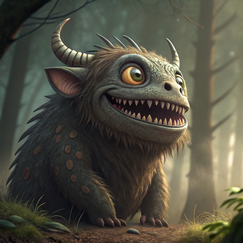 Monstrous Creature with Four Eyes and Forked Tongue Monstrous Creature with Four Eyes and Forked Tongue