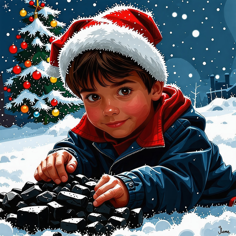 Boy Gets Coal for Christmas - Surprising Holiday Gift Boy Gets Coal for Christmas - Surprising Holiday Gift