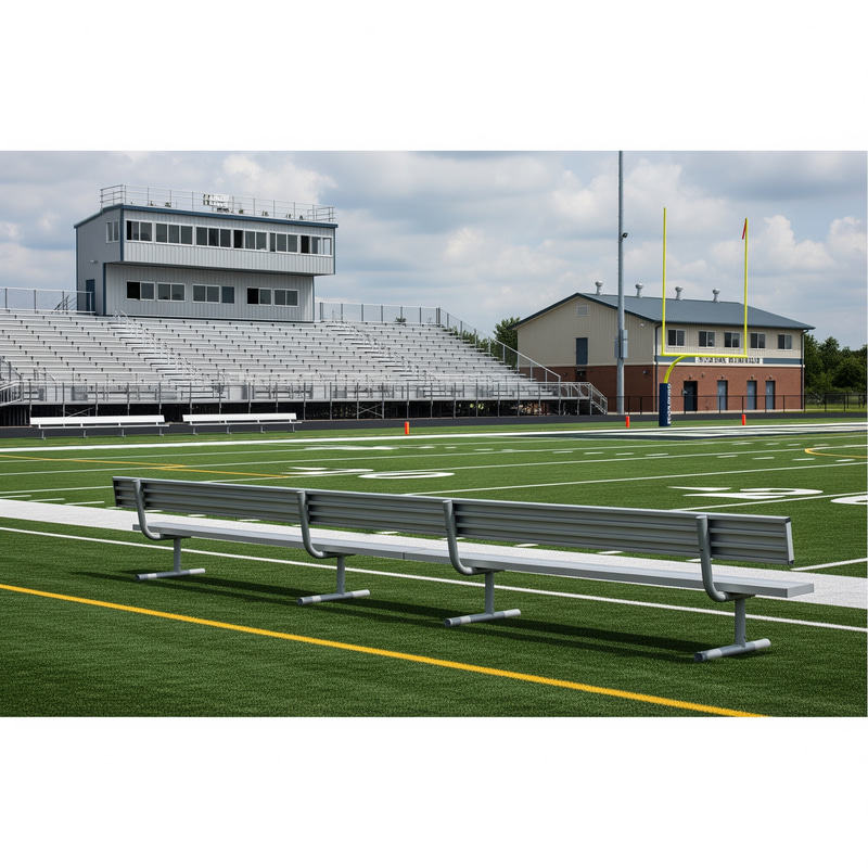 Football Field with Stands and Bench
