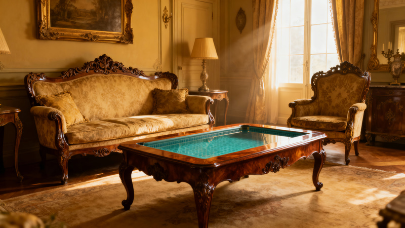 Beautiful Vintage Living Room with Pool Design Beautiful Vintage Living Room with Pool Design
