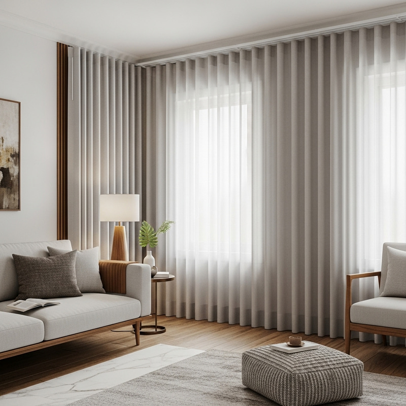 Modern Sri Lankan Living Room with Ripple Fold Curtains Modern Sri Lankan Living Room with Ripple Fold Curtains