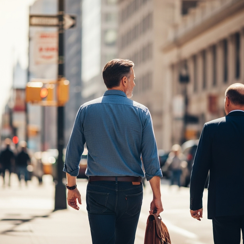 Man Walking Away After Conversation