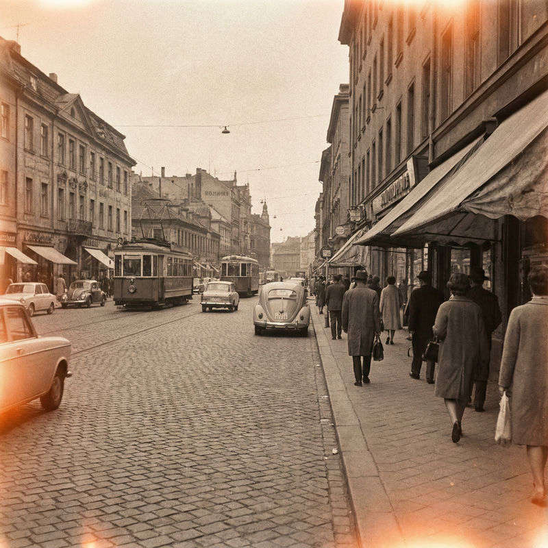 Vintage Street Scene: Warm Tones & Film Grain Vintage Street Scene: Warm Tones & Film Grain