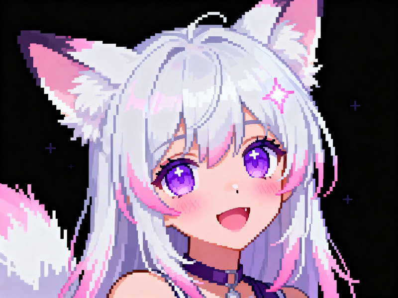 Charming Fox-Girl Pixel Art Portrait Charming Fox-Girl Pixel Art Portrait