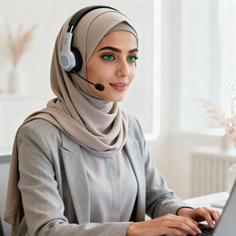 Stylish Hijab-Wearing Virtual Assistant Imagery