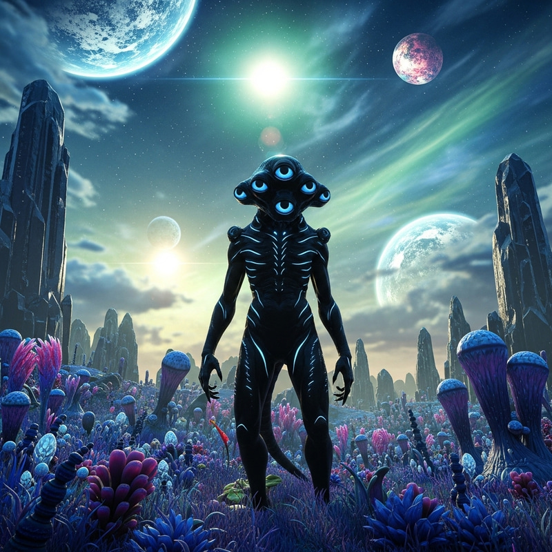 Explore an Intriguing Space Organism on Alien Landscape Explore an Intriguing Space Organism on Alien Landscape