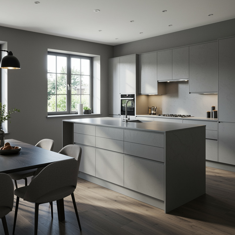 Modern Gray Kitchen with Natural Lighting Modern Gray Kitchen with Natural Lighting