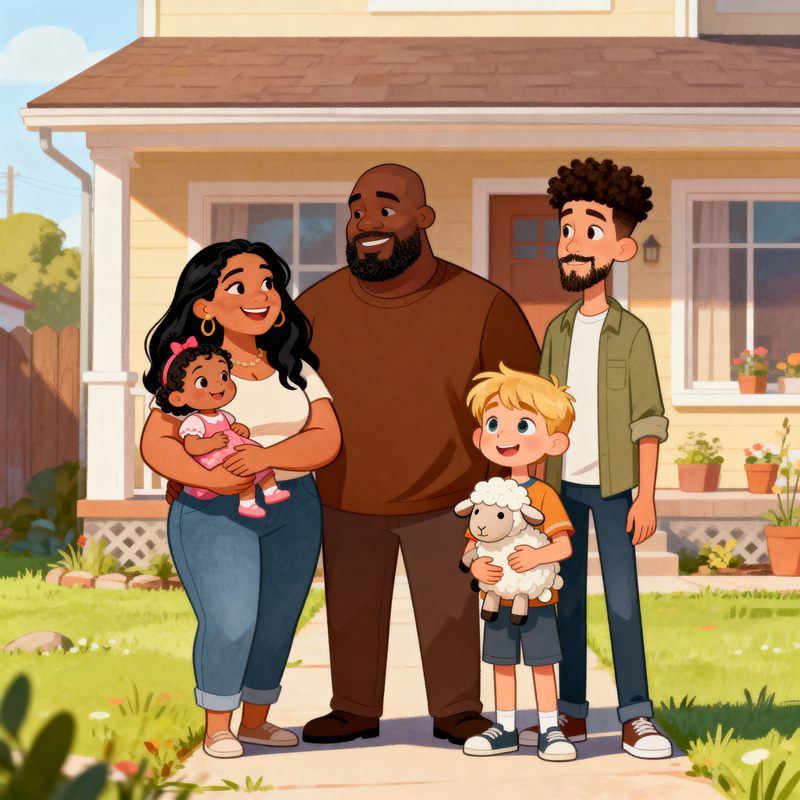 Animated Family Portrait: A Heartwarming Scene Animated Family Portrait: A Heartwarming Scene