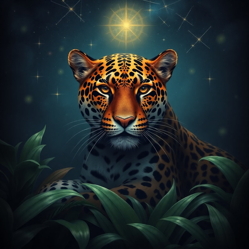 Mystical Jaguar in a Starry Jungle Night Mystical Jaguar in a Starry Jungle Night